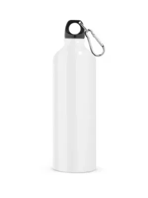LANDSCAPE L. Bouteille de sport 800mL en aluminium avec mousqueton – Blanc