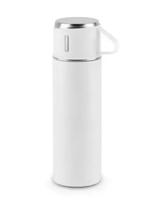 COMANECI. Botella de acero inoxidable de doble pared (90% reciclado) con acabado mate 490 mL – Blanc