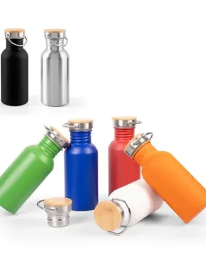 EWING. Botella de acero inoxidable de pared simple (90% reciclada)