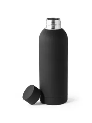 ODIN. Botella de acero inoxidable (36% reciclado) con acabado gomoso 500 mL