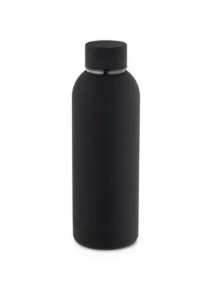ODIN. Botella de acero inoxidable (36% reciclado) con acabado gomoso 500 mL – Noir