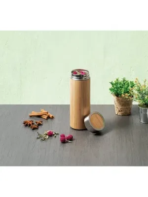 NATUREL. Bouteille thermos en bambou et acier inoxydable (90 % recyclé) 430 mL