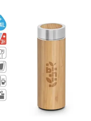 NATUREL. Bouteille thermos en bambou et acier inoxydable (90 % recyclé) 430 mL