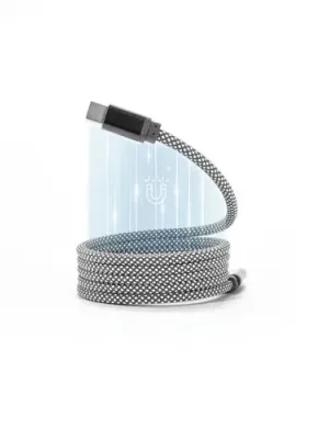 NADELLA. USB-C to USB-C cable with a braided polyester cord (60 W) and a magnetic system for easy winding