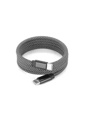 NADELLA. USB-C to USB-C cable with a braided polyester cord (60 W) and a magnetic system for easy winding – Noir