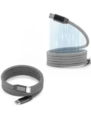 NADELLA. USB-C to USB-C cable with a braided polyester cord (60 W) and a magnetic system for easy winding