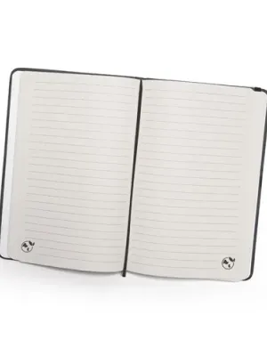 CAMPUS. Cahier A5 à couverture rigide en PU (35% recyclé) avec pages lignées 100% recyclé