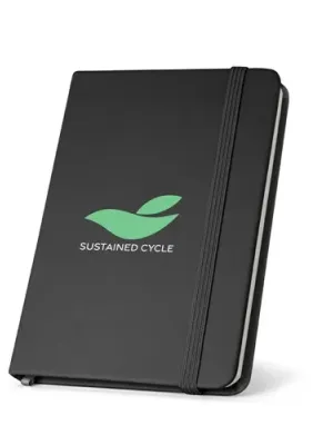 CAMPUS. Cahier A5 à couverture rigide en PU (35% recyclé) avec pages lignées 100% recyclé
