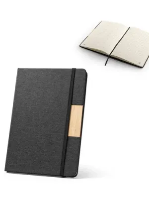 MÁRQUEZ. Cahier A5 à couverture rigide fabriquée à partir de tissu PET 100% recyclé, avec des pages lignées en papier recyclé