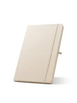 ANNE. Cahier A5 en polyester recyclé (100% rPET) avec pages lignées – Blanc cassé