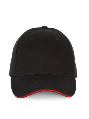 Cap with contrasting sandwich peak - 6 panels – Black / Red