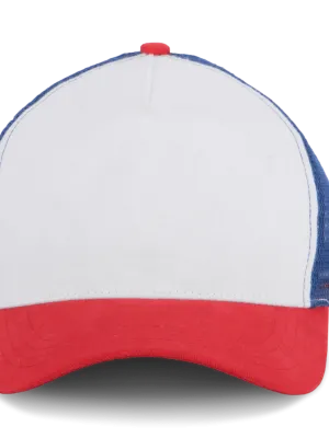 Gorra trucker - 5 paneles – White / French Red / Reflex Blue
