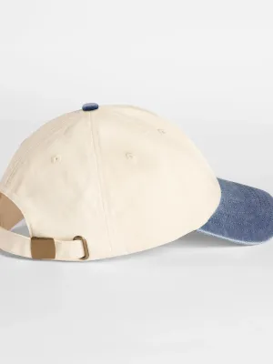Compact vintage cap with contrast peak – Natural / Vintage Denim