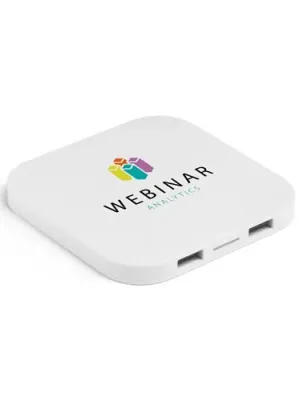 CAROLINE. Superfast 15W wireless charger with HUB 2 USB-A ports in recycled ABS (60% rABS)