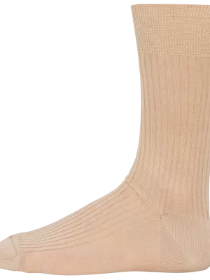 Calcetines de algodón canalé 4x2 hilo de Escocia de hombre – Beige