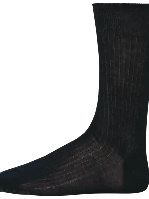 Calcetines de algodón canalé 4x2 hilo de Escocia de hombre – Black