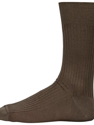 Calcetines de algodón canalé 4x2 hilo de Escocia de hombre – Chocolate