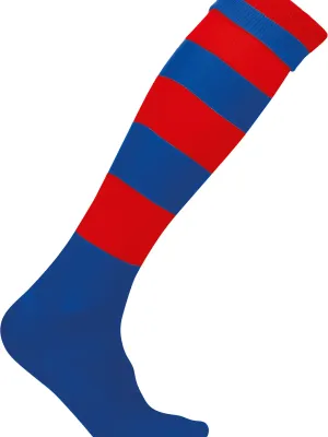 Chaussettes de sport cerclées unisexe – Dark Royal Blue / Sporty Red