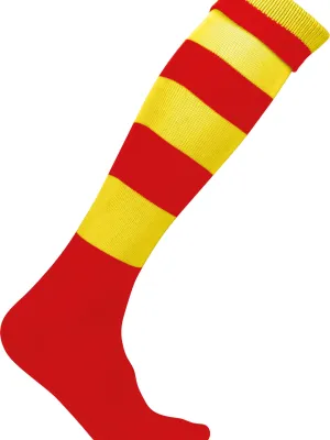Chaussettes de sport cerclées unisexe – Sporty Red / Sporty Yellow