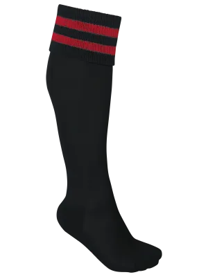 Calcetines deportivos de rayas unisex – Black / Sporty Red