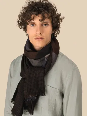 Fular reversible unisex – Brown Patchwork / Brown Checkboard