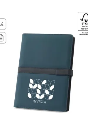 SANDERSON FOLDER. Carpeta A4 de PU (50% reciclada) con cierre magnético y bloc de notas con páginas rayadas