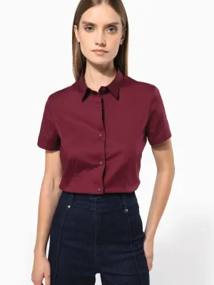 Ladies' short-sleeved cotton/elastane shirt