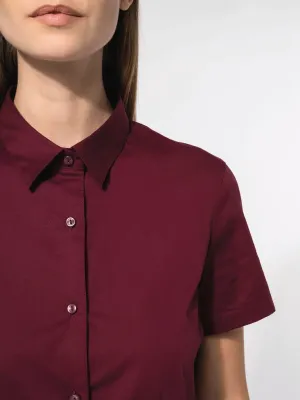 Ladies' short-sleeved cotton/elastane shirt