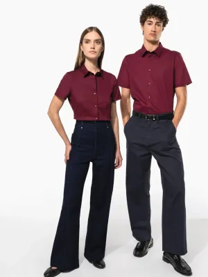 Ladies' short-sleeved cotton/elastane shirt