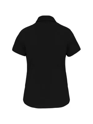 Ladies' short-sleeved cotton/elastane shirt – Black