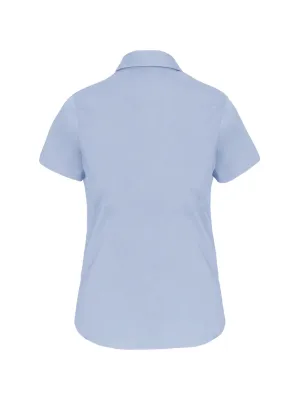 Ladies' short-sleeved cotton/elastane shirt – Light Blue