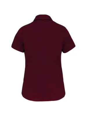 Ladies' short-sleeved cotton/elastane shirt – Wine