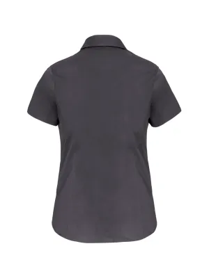 Ladies' short-sleeved cotton/elastane shirt – Zinc
