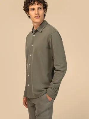 Eco-friendly men's washed effect pique shirt