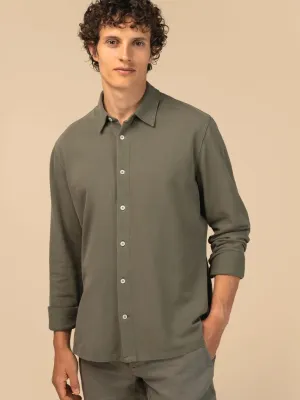 Eco-friendly men's washed effect pique shirt