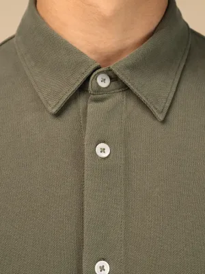 Eco-friendly men's washed effect pique shirt