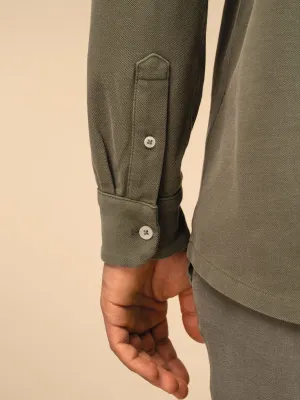 Eco-friendly men's washed effect pique shirt