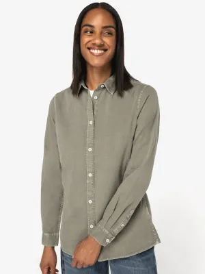 Eco-friendly ladies’ washed effect shirt