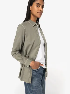Eco-friendly ladies’ washed effect shirt