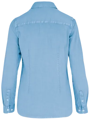 Eco-friendly ladies’ washed effect shirt – Washed Cool Blue