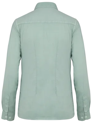 Eco-friendly ladies’ washed effect shirt – Washed Jade Green