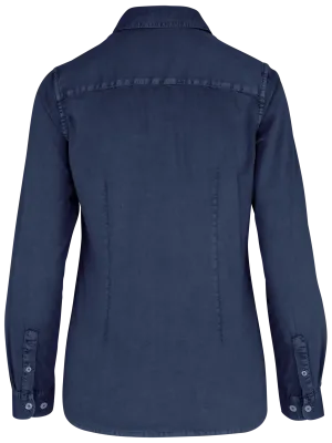 Eco-friendly ladies’ washed effect shirt – Washed navy