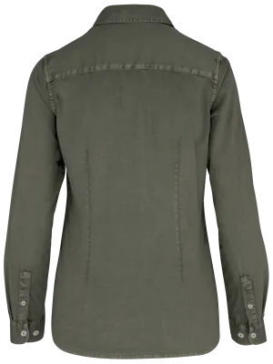 Eco-friendly ladies’ washed effect shirt – Washed Pale Khaki