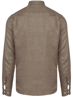 Men's linen shirt – Cream Coffee