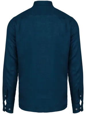 Men's linen shirt – Peacock Blue