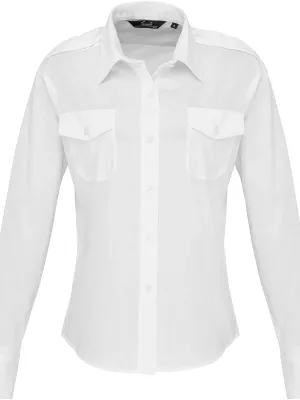 Ladies' Long-Sleeved Pilot Shirt – White