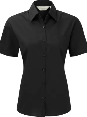 Ladies' Short-Sleeved Polycotton Poplin Shirt – Black