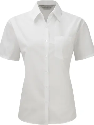 Ladies' Short-Sleeved Polycotton Poplin Shirt – White