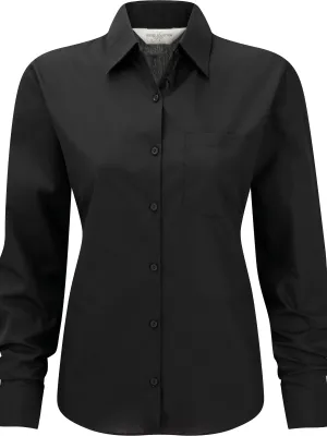Ladies' Long-Sleeved Polycotton Poplin Shirt – Black