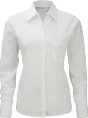 Ladies' Long-Sleeved Polycotton Poplin Shirt – White